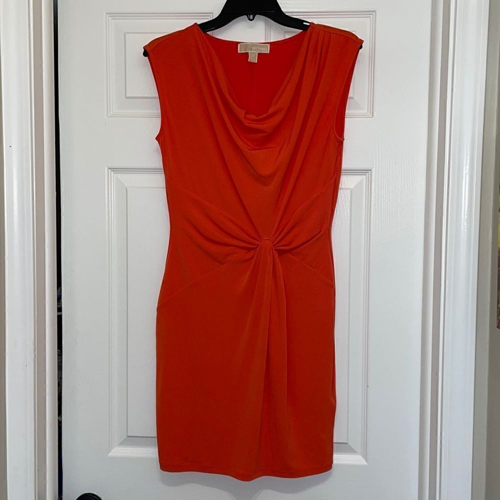 Michael Michael Kors Orange Sleeveless Knotted Waist Dress